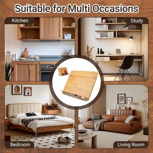 Supporto per Libri in Bambù Regolabile, Porta Libri Pieghevole, Supporto per Documenti da Scrivania per Cucina e Ufficio - Product Image 4