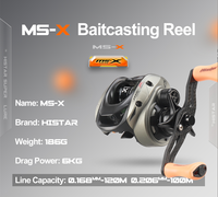 Moulinet Baitcasting 7.1:1, Frein 6KG, 5+1BB, 10 Aimants N50, 186g, Gauche, MS-X HASIDA, Pêche en Ligne et en Lac