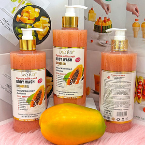 Gel <span class=keywords><strong>de</strong></span> <span class=keywords><strong>Ducha</strong></span> Exfoliante Corporal Orgánico <span class=keywords><strong>de</strong></span> Marca Blanca con Naranja, Papaya, Limón, Vitamina C y Retinol para Blanqueamiento e Hidratación - Product Image 1