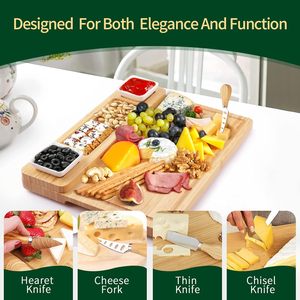<span class=keywords><strong>Grande</strong></span> <span class=keywords><strong>planche</strong></span> à fromage en bambou personnalisée avec ensemble d'outils pour servir du fromage pendant les vacances de Noël Idée cadeau - Product Image 5