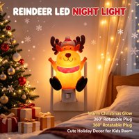 Veilleuse LED renne de Noël mignonne, rotative à 360°, lumière douce et chaude, décoration d'intérieur, cadeau de fêtes, vente en gros