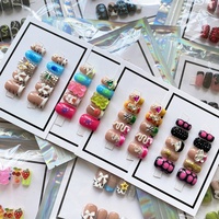 Nouveaux Ongles Press-on Carrés Amande en PMMA Sculptés en Gel 3D avec Motifs Floraux, Faits à la Main, 10 Pièces, Ongles Artificiels de Haute Qualité pour Salon de Manucure
