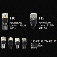 Ampoule LED M12 2.1W 60V T15 W16W 921 IP68 Blanc Jaune 16 puces SMD 2835 Canbus pour feux de recul et de coffre de voiture et camion – Vente en gros