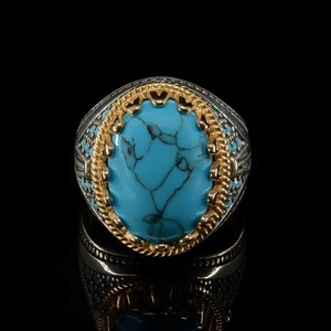 Bague en argent sterling vintage pour homme avec <span class=keywords><strong>lapis</strong></span> <span class=keywords><strong>lazuli</strong></span> bleu foncé Bague en argent thaïlandais avec bijoux turcs pour homme noir - Product Image 5