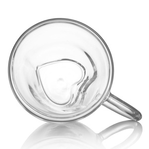 Tazas de café con aislamiento de doble pared con asa, juego ecológico de <span class=keywords><strong>capuchino</strong></span> y tazas de té Espresso de vidrio transparente - Product Image 1