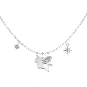 Collier pendentif licorne en argent S925 avec chaîne à maillons et zircone 5A, design mignon et délicat, bijoux fins à la mode pour un usage quotidien - Product Image 1