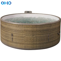 Baignoire gonflable OHO en rotin tressé, pour intérieur et extérieur, spa portable, bain à remous