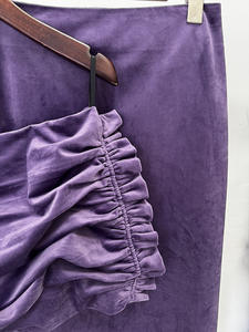 Ensemble deux pièces en velours, haut court irrégulier romantique à la française, jupe mi-longue, sept couleurs, nouvelle mode Ramadan 2026 - Product Image 5