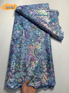 Tessuti in Pizzo all'Ingrosso, Doppia Rete per Matrimoni, Perline Africane con Paillettes, Pizzo Francese - Product Image 2