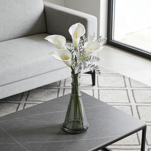 Vase en verre conique gris moderne avec motif en relief pour décoration d'intérieur Art Déco et décoration de bureau minimaliste de luxe - Product Image 1
