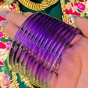 Designer Emerald Cut Silver Plated Trendy Multicolor Raindrop <b>Glass</b> Jelly Pearl Churiyan <b>Bangles</b> Bridal Festival Wear for All - Product Image 2