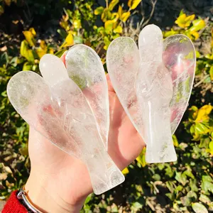 Hot Sale Natural Crystal Clear Quartz Crystal Angel Gemstone Pray Gift Clear Angel Crystal Crafts For Love Wedding Gift