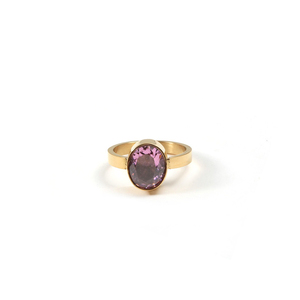 Goojoolim — bague en acier inoxydable plaqué or 18K pour femmes, bijou en gros diamant violet, noir - Product Image 1