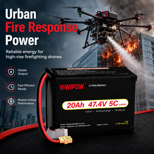 Batterie Lipo VIWIPOW 20000mAh 12S 47.4V 5C pour drone de lutte contre les incendies, pack de batteries lithium-ion, prix usine, personnalisation - Product Image 1