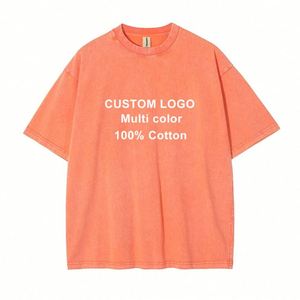 Vintage Orange 250gsm Heavy Weight <b>T</b>-Shirt 100% Cotton Bulk Washed Oversized Acid Washed Digital Printing Graphic Graphic - Product Image 1