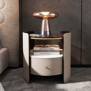 โต๊ะกระจกอัจฉริยะสไตล์ยุโรปอัจฉริยะสีเทาอัจฉริยะ2เฟอร์นิเจอร์ตู้ข้างเตียงยาวพร้อมตู้สำหรับห้องชาร์จไร้สาย - Product Image 3