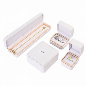 Classic Jewelry Set <b>Box</b> Luxury Leatherette Flip Top Jewelry Gift <b>Box</b> EVA Insert Debossing Custom Logo OEM Accepted - Product Image 1