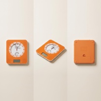 Báscula Digital de Cocina Compacta con Diseño Creativo, Pantalla LCD Delgada de Vidrio Templado con Patrón de Reloj Naranja, Capacidad de 5 kg y Precisión de 1 g