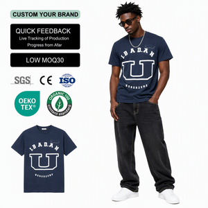 เสื้อยืดสตรีทแวร์ทรงหลวมไหล่ตก ผ้าหนา 280 กรัม แบบครอป พิมพ์ลายได้ตามต้องการ เสื้อยืดโอเวอร์ไซส์ผู้ชาย ผ้าฝ้าย - Product Image 1