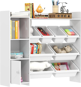 Multi Tier Children Toy Organiser Shelf for Playroom Nursery Modern <strong>Grey</strong> Kids Toy <strong>Storage</strong> <strong>Unit</strong> with 8 Removable Bins - Product Image 2