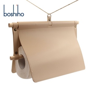 Portarrollos de Papel Higiénico de Pared, Portátil, de Cuero y Madera, para el Hogar o Camping, Sirve como Cubierta para Rollo de Papel - Product Image 2