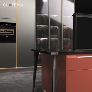 Sofeyia hiện đại màu đen bóng Laminate tủ bếp cao cấp tùy chỉnh MDF sơn mài vòi thủy tinh cho khách sạn sang trọng nhà bếp - Product Image 6