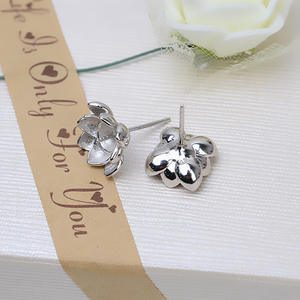 S925 Silver Korean Version Female U-Shaped Ear Buckle Accessory JG5362 Ear Studs 7.5-8 <b>Pearl</b> Hollow Holder DIY Silver <b>Jewelry</b> - Product Image 3