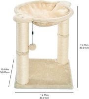Tour à chat en bambou peint écologique autoportante avec hamac et poteaux à gratter 50x40x40cm Toute saison pour chats d'intérieur