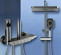 Système de colonne de douche moderne en bronze canon avec pommeau de douche carré, ensemble de douchette multi-modes pour la rénovation de salle de bain