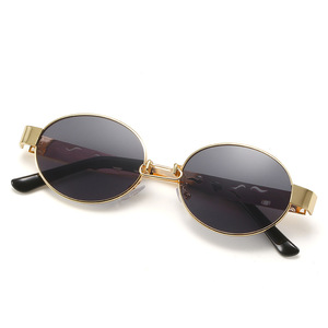 Gafas de Sol Unisex de Moda, Montura Completa Dorada, Estilo Steampunk, Ovaladas Pequeñas, Protección UV400 - Product Image 5