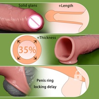 Manchon pénien en silicone épaissi et allongé, creux, pour homme, avec texture dentaire, jouet sexuel, vente en gros LM-CT609-6