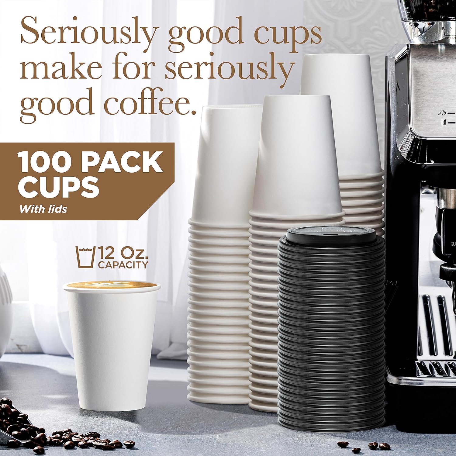 12 oz Disposable Coffee Cups with Lids (100 Pack) Eco-Friendly Go Paper for  Hot Cold Beverages Tea Hot Chocolate Water Juice| Alibaba.com