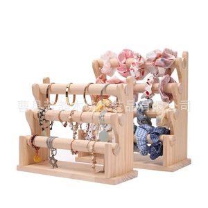 Wooden Tiered Display Rack For Bracelets Necklaces Hair Accessories Jewelry Organizer Multi Layer Storage <b>Stand</b> - Product Image 1