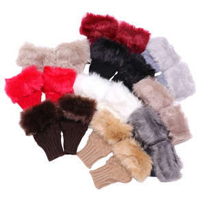 Meilleure vente synthétique cheveux de lapin mitaines mitaines bras tricotés sans doigts chaud <span class=keywords><strong>hiver</strong></span> tricoté R0970 - Product Image 1