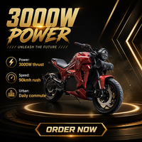 Moto électrique 72V 3000W QJ3000D-10, scooter longue portée pour adultes, batterie 100Ah, 80-150 km d'autonomie, frein à disque, suspension hydraulique
