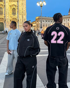 Yingling piping רפלקטיבית ערכת ריצה ריקה ערכת ריצה ריק ערכת ספורט עיצוב גברים פוליאסטר משלך סט - Product Image 6