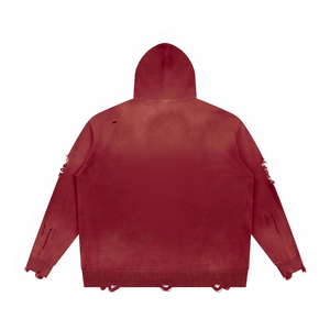 Sudadera con capucha unisex de invierno con cremallera, estilo punk desgastado, estampado digital y diseño recortado, estilo streetwear - Product Image 2