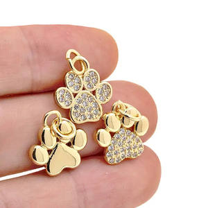 Moda Animal Metal gato perro oso pata colgante CZ circón chapado en oro collar llavero accesorios para mujeres DIY fabricación de joyas - Product Image 1