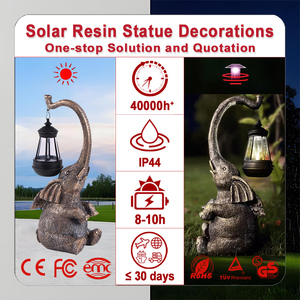 Waterdichte Patio Tuin Gazon Decoratie Hars Koperen Olifant Beeldje Solar Tuin Licht - Product Image 3