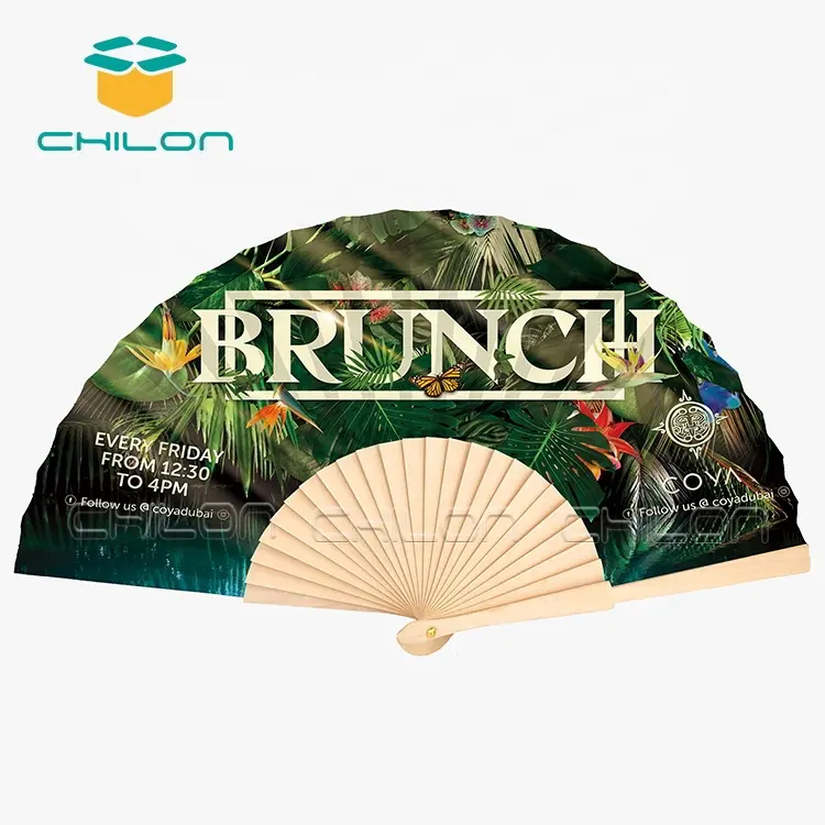 Wooden Hand Fan Customized Printing Decoration Fan Wooden Hand Held Paper Fan