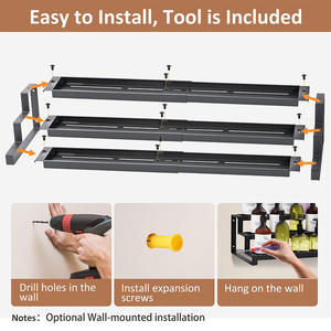 Genişletilebilir baharat organizasyon raf 3-Tier baharat rafı organizatör mutfak dolabı veya kiler için - Product Image 6