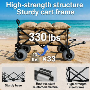 Chariot de plage pliable en acier au carbone, chariot de <span class=keywords><strong>camping</strong></span> 150 kg avec roues gonflables, allocation entrepôt Brésil pour les bazars nocturnes - Product Image 4