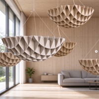 Panneaux acoustiques suspendus 3D plissés en feutre PET, à interverrouillage, pour plafond, absorption sonore, fabrication OEM