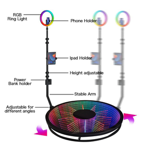 Photobooth 360° <span class=keywords><strong>portable</strong></span> en verre personnalisé avec LED Infinity de 80 cm (31,5 pouces) pour événements et fêtes - Product Image 5