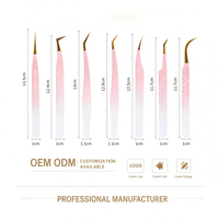 Juego de Pinzas para Pestañas de Acero Inoxidable Personalizadas, Marca Privada, Herramientas para Pestañas, Fabricante OEM ODM, Escuela de Capacitación, Color Rosa