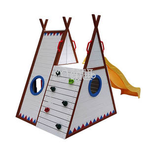 Moetry Kids Outdoor Play <span class=keywords><strong>Teepe</strong></span> Tent Maison de jeu en bois avec toboggan et mur d'escalade pour la garderie dans la cour - Product Image 4