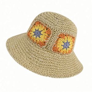 Wholesale Beach Fishing Travel Ski Thin Hand Knit Fisherman's <b>Straw</b> Sun Bucket <b>Hats</b> - Product Image 1