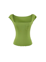 Haut léger, respirant et extensible à col en V sexy, à manches courtes et volants, pour adultes, séchage rapide, en Spandex/Coton, coupe ajustée