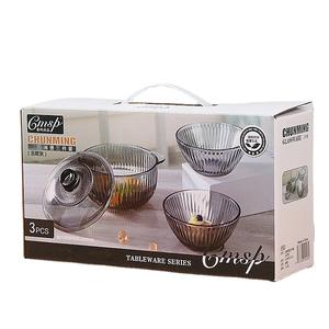 Juego de Tazones de Vidrio, Regalo Popular, Tazón de Vidrio Gris para Ensalada y Sopa con Tapa - Product Image 4