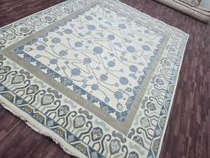 Utilisation à la maison et à l'exercice pour la main moderne 5x8 6x9 10x12 tapis en laine bleu clair Oushak Design taille personnalisable - Product Image 2